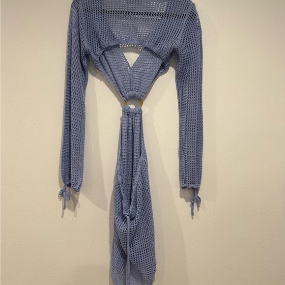 Swim suit cover up knit, Light Blue, Cutout Dress - Picture 6 of 8